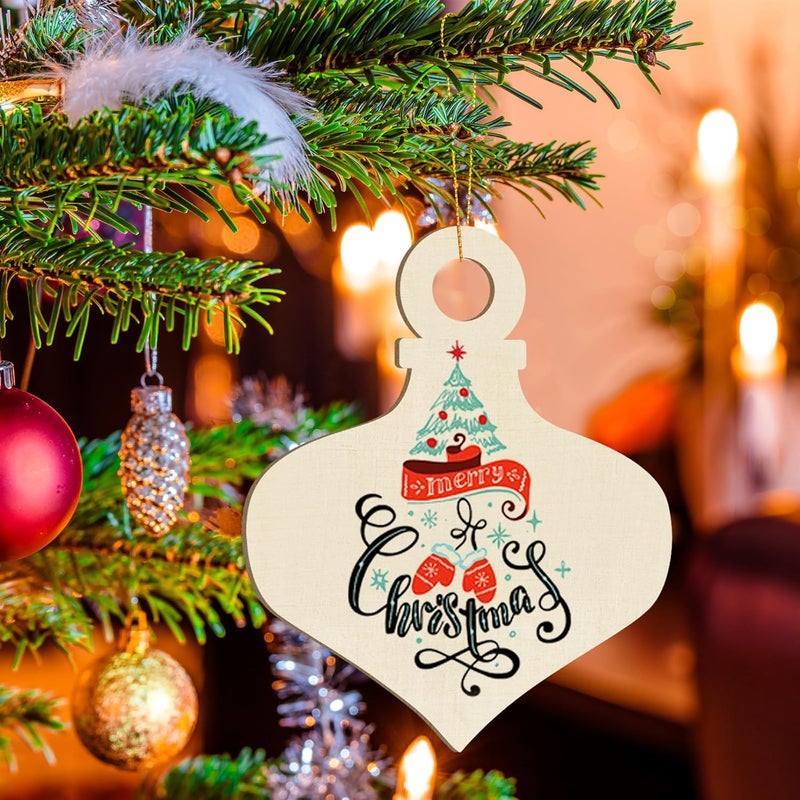 Sophena Large Christmas Wooden Ornaments to Paint 10Pcs, DIY Blank Unfinished Bell Wood Cutout Ornament for Crafts Hanging Decorations, Halloween Thanksgiving Wedding Birthday Party Decoration - Image 4